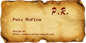 Petz Rufina névjegykártya